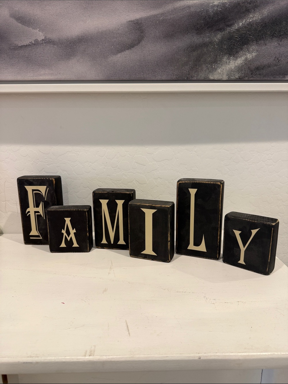 FAMILY Wooden Block Mantel Decor